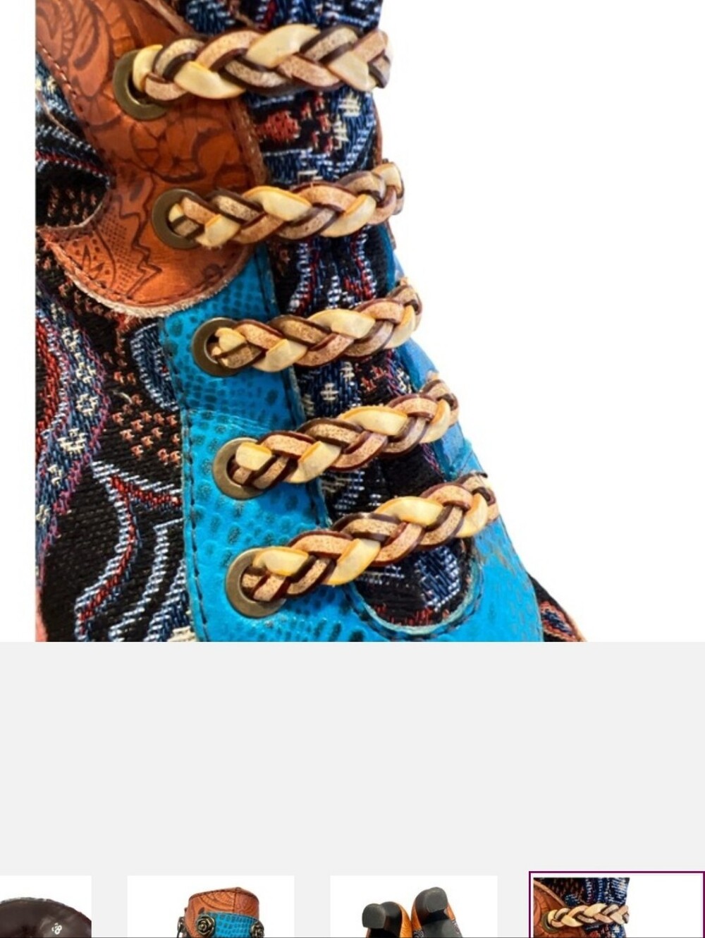 Socofy Boho Festivalcore Tapestry Art To Wear Ankle Embossed Boots EU38 -US 7.5 - Picture 2 of 11